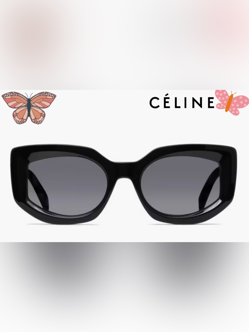 Celine Bold 3 Dots Acetate Butterfly Sunglasses NEW